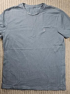 AllSaints Men's Crew Neck T-Shirt in Slate Blue Sz Med. Stain In Pits